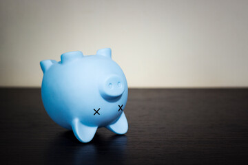 piggy bank inverted, concept of poverty, bankruptcy, crisis and default - obrazy, fototapety, plakaty