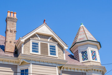 Architectural Features on the Roof of an Historic Victorian Building in New Orleans, Louisiana, USA