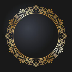 Beautiful round golden frame. Festive design. Gold border. Round frames vector.