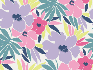 COLORFUL TRENDY FLORAL SEAMLESS PATTERN IN EDITABLE VECTOR FILE © JUSTDZINE
