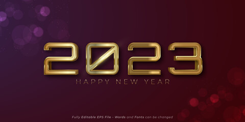 Editable text number 2023 with luxury gold style effect