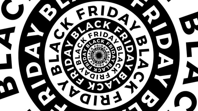 Black Friday black and white concept. Seamless loop dynamic typography background
