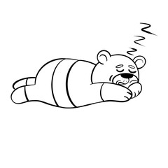 Bear Sticker Black Outline Coloring Book on White Background