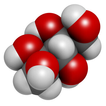 Xylitol artificial sweetener molecule. Used as sugar substitute. 3D rendering.