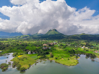 Joga dam surrounded by lakes and mountains 