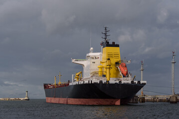 MARITIME TRANSPORT - Oil products tanker at the fuel terminal 
