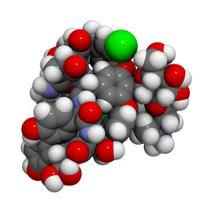 Vancomycin antibiotic drug (glycopeptide class), chemical structure.