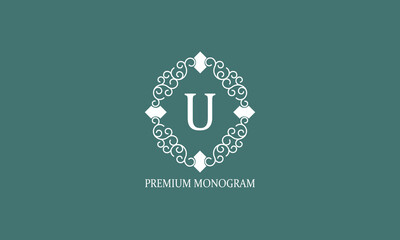 Luxury letter U logo design. Elegant monogram concept for boutique, restaurant, wedding service, hotel or business.