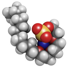Sodium laureth sulphate detergent molecule. Used in cosmetics, soaps, shampoos, etc.