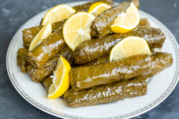 Traditional delicious Turkish foods; stuffed leaves (yaprak sarmasi)
