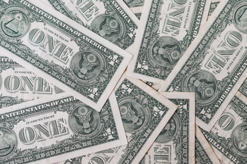 American one dollar banknotes wallpaper. Close up of money. Finance, banking, savings, raise and money concept. 