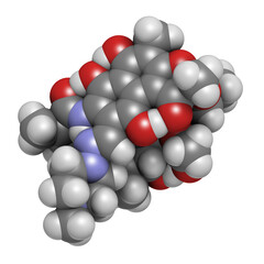 rifampicin (rifampin, rifamycin class) tuberculosis antibiotic, chemical structure.