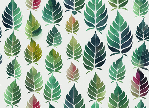 A repeatable patter of colourful tropical leaves. Perfect as wallpaper or for cards, posters.