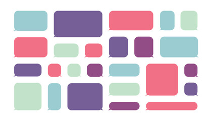 Colorful speech bubbles set. Rectangle square shape