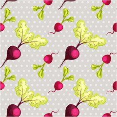 Seamless pattern with colorful doodle vegetables