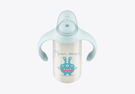 Baby Bottle with Handles Mockup