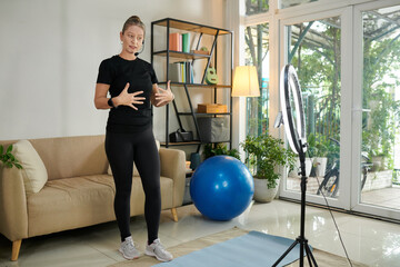Fitness Instructor Recording Video