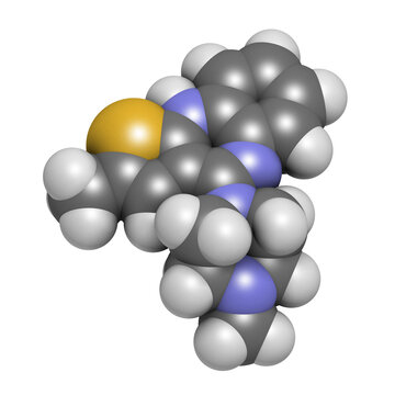 Olanzapine Antipsychotic Drug, Chemical Structure.