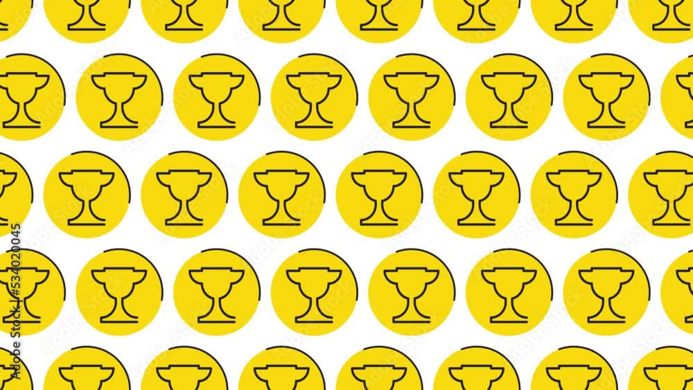 Aufkleber thin line winner cup symbols in pattern on a white background. seamless loop dynamic pattern with re