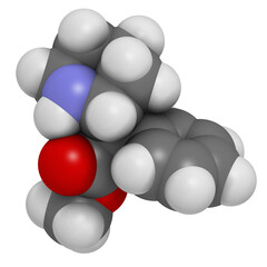 Methylphenidate attention-deficit hyperactivity disorder (ADHD) drug, chemical structure.
