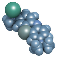 Methylene blue (methylthionium chloride) dye molecule.