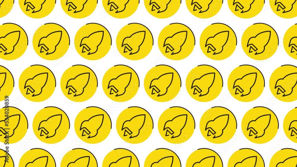 Aufkleber thin line rocket symbols in pattern on a white background. seamless loop dynamic pattern with regula