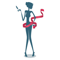 Thin woman holding a feather - weight loss theme