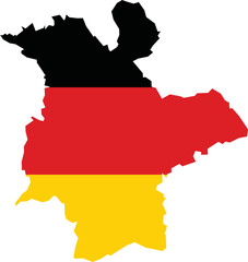 Obraz premium Simple flat blank vector flag map of the German regional capital city of SIEGEN within the flag of GERMANY