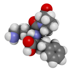 Lisinopril hypertension or high blood pressure drug (ACE inhibitor), chemical structure.