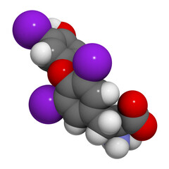 triiodothyronin hormone molecule, chemical structure