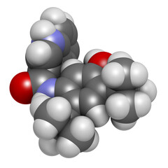 Ivacaftor cystic fibrosis drug molecule.