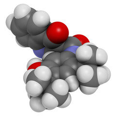 Ivacaftor cystic fibrosis drug molecule.