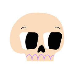 Cute skull. Halloween vector flat illustration on isolated background. Scary scull face	