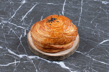Homemade Azerbaijan national pastry gogal , on the marble background