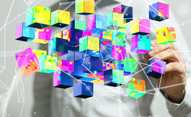 Big data visualization background.Abstract technology