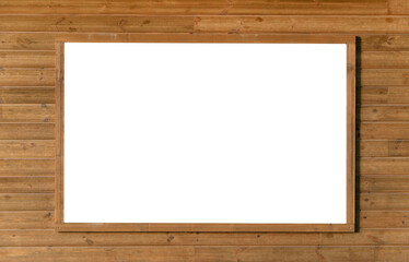 Mockup wooden border with empty place for copy space on a wooden wall.