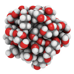 Glycerol (glycerine) molecules, liquid sphere model.