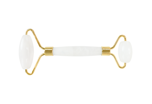 Face massage roller with quartz stone isolated on a transparent background.