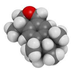 Galaxolide (HHCB) synthetic musk molecule. Used in production of perfumes, soaps, cosmetics, detergents, etc.