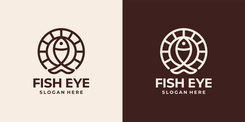 Fish and eye logo combination line logo design