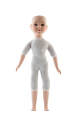 Vintage doll isolated on white background with clipping path
