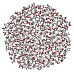 Ethanol (EtOH, alcohol) molecules, liquid sphere model.