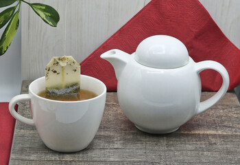 Teapot and cup of tea