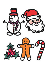 Christmas elements - Santa, snowball, cookie, ornament, candy png