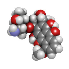 Epirubicin cancer chemotherapy drug, chemical structure.
