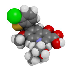 Elvitegravir HIV treatment drug (integrase inhibitor), chemical structure.