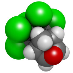 Dieldrin pesticide molecule. Insecticide that persists for very long time in environment (Persistent Organic Pollutant).