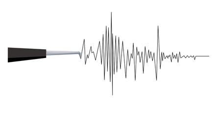 Seismograph earthquake or polygraph test wave illustration.