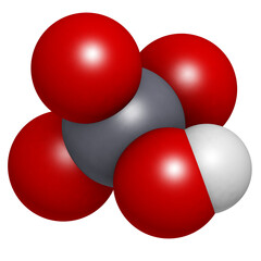 Chromic acid (H2CrO4) molecule, chemical structure. Contains highly toxic hexavalent chromium, Cr(VI).