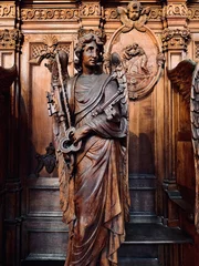 Foto op Plexiglas Wooden statue. Antwerp, Belgium. © Ilya